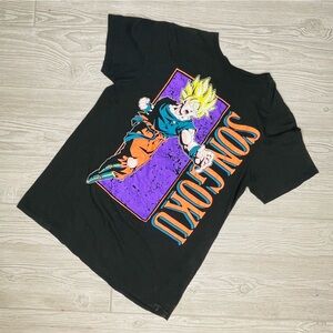 Dragon Ball Z Mens shirt sleeve T-Shirt Son Goku black / purple cotton medium